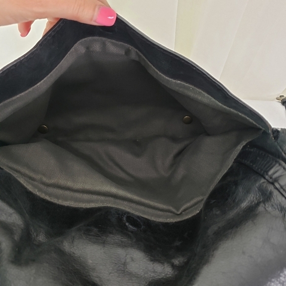 Olivia Harris black leather satchel bag multiple compartment - Picture 10 of 13